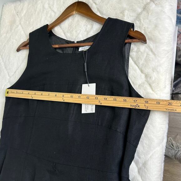Calvin Klein Little Black Linen Blend Dress Sheath Sz 12 NEW New Years Party - Picture 3 of 10